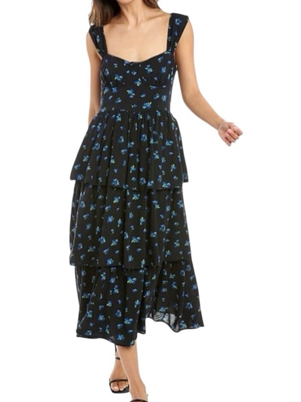 We Wore What Floral Black Maxi Dress
